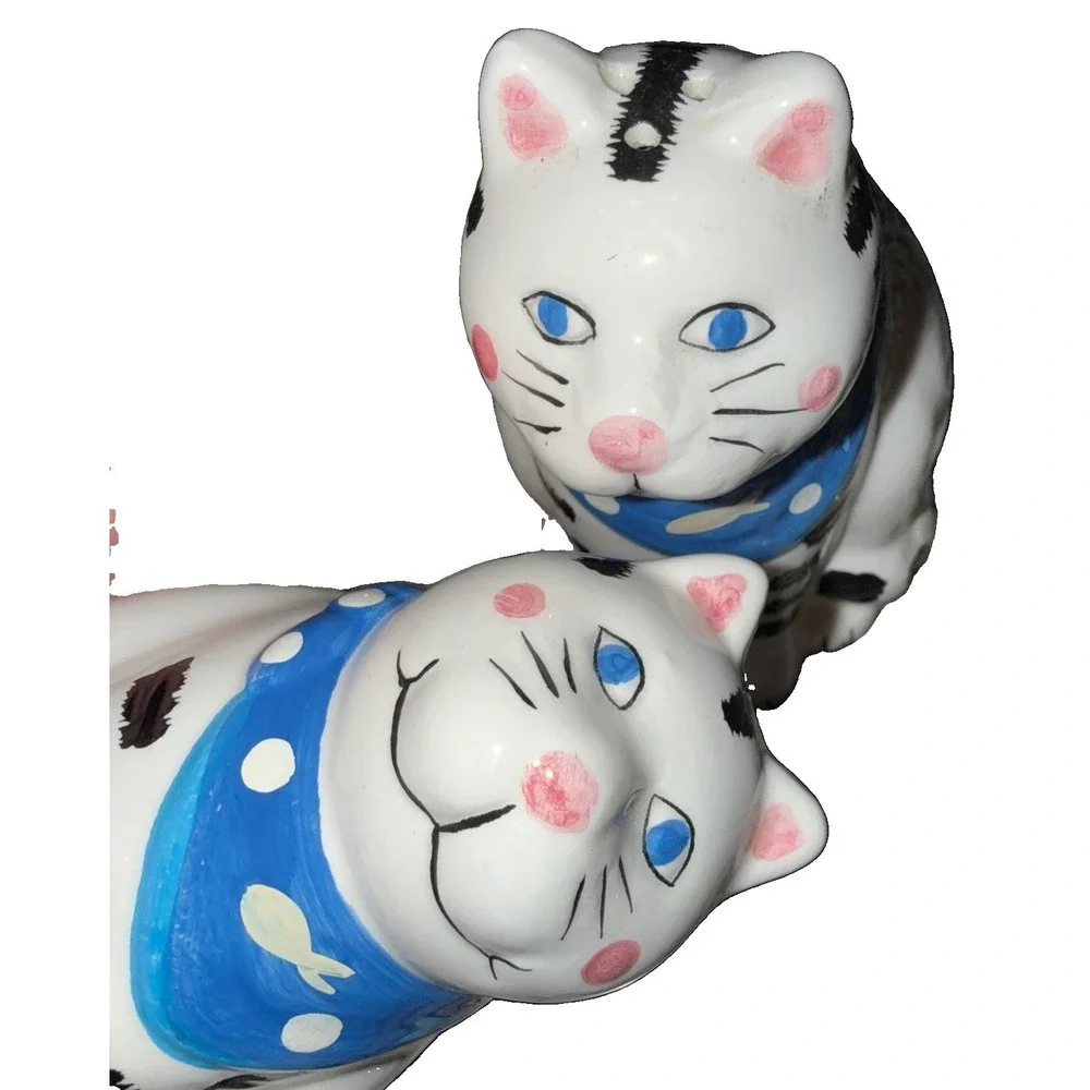 Vintage Salt Pepper Shakers Coco Dowley Cat Certified International Ceramic Fish
